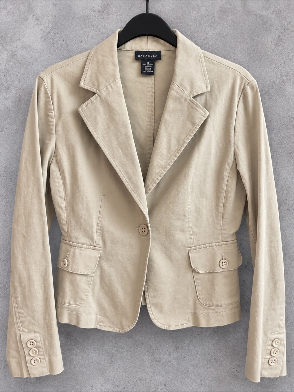 Rafaella Women’s Beige Stretch Cotton Blazer – Size 10